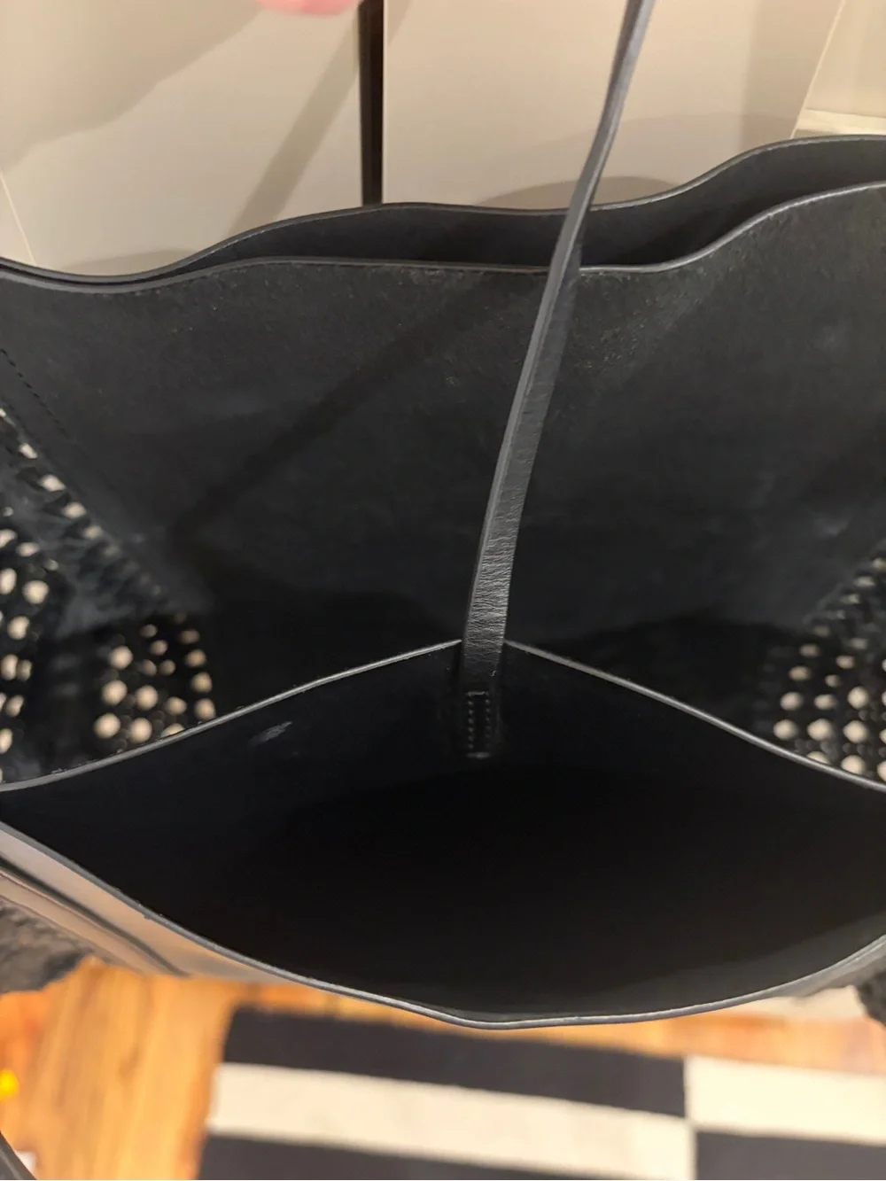 Black rattan shoulder bag Kara + Barney’s colab